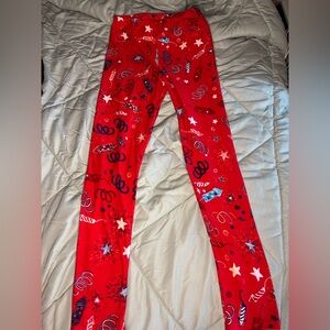 LuLaRoe Red Patterned Leggings